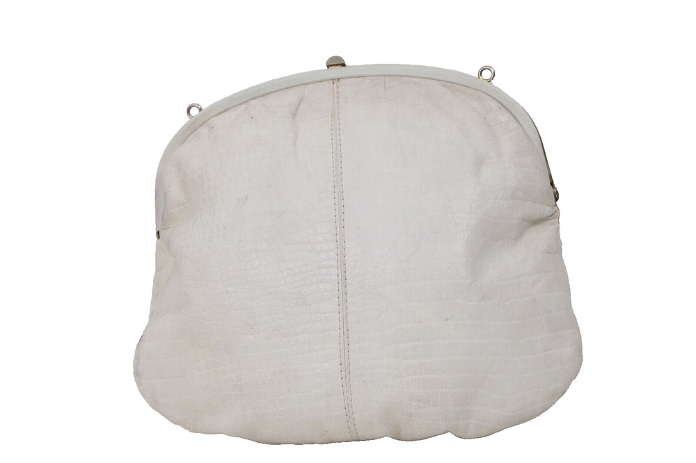 Vintage White Croco Leather Clutch Bag